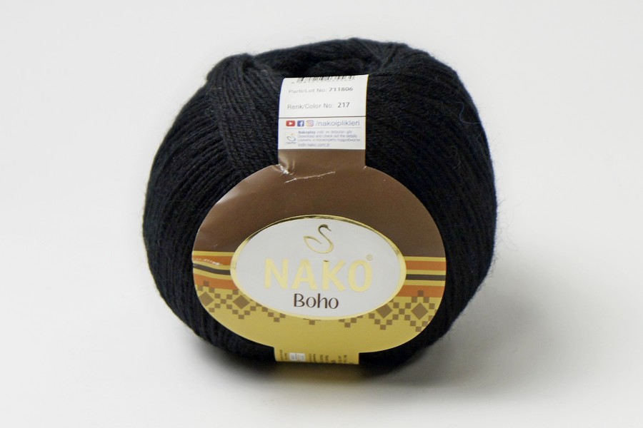 Пряжа Boho 100гр/400м NAKO, чорний, 217