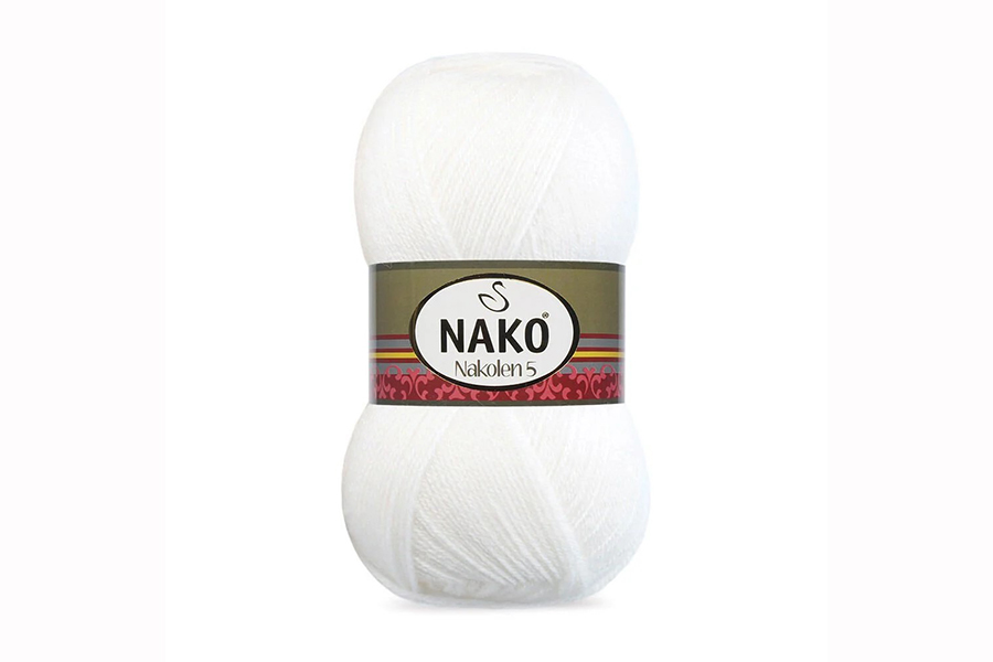 Пряжа 100гр/210м Nakolen, білий, 208