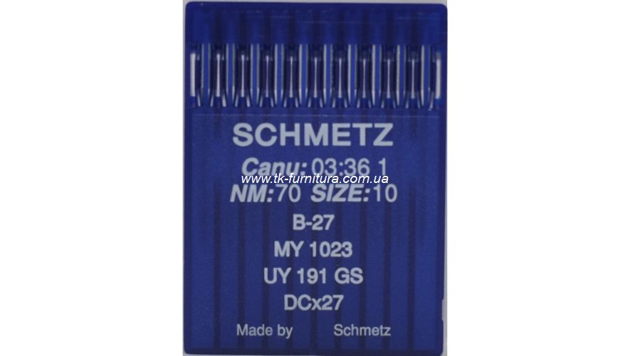 Голки №70 SCHMETZ для оверлока, кругле стандартне вістря, DCx27