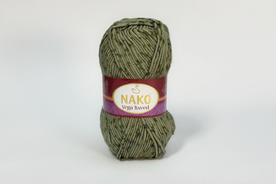 Пряжа Vega Tweed 100гр/195м NAKO, хакі, 31759