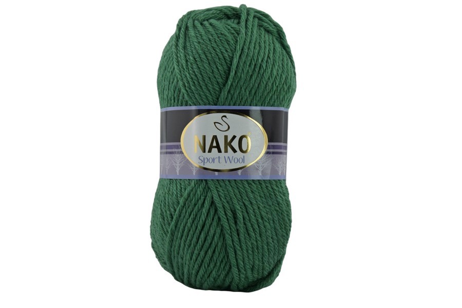 Пряжа Sport wool 100гр/120м NAKO, зелений, 13871
