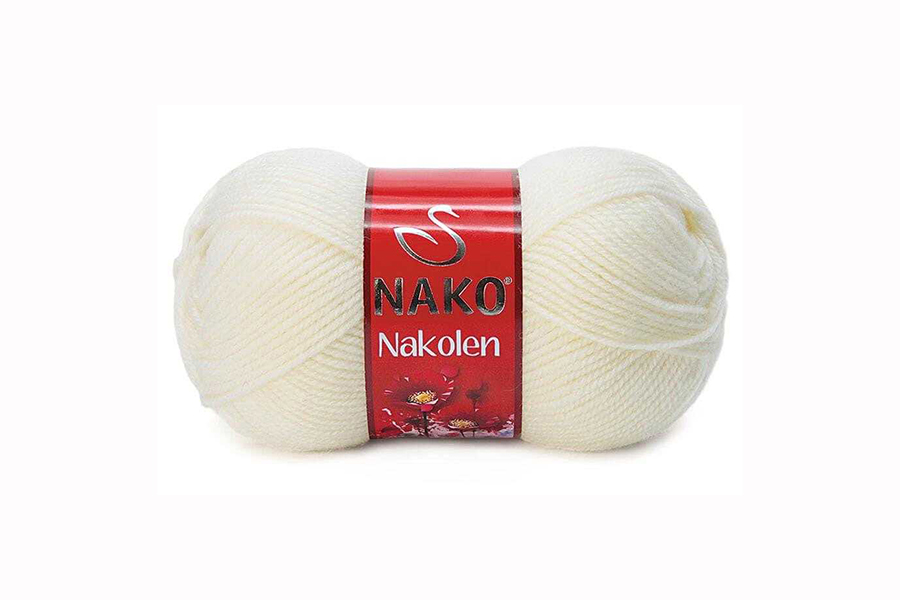 Пряжа 100гр/210м Nakolen, молочний, 3000