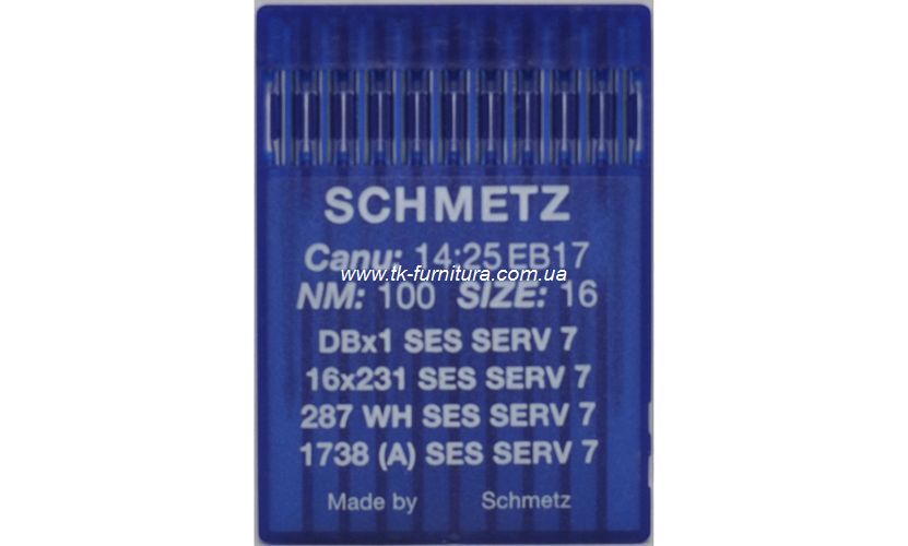Голки №100 SCHMETZ універсальні, сферичне тонке вістря, DBx1 SES