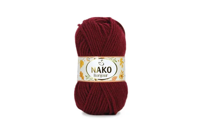 Пряжа Naco bonjour 100гр/110м NAKO, бордовий, 2581