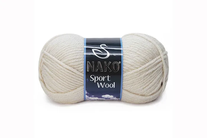 Пряжа Sport wool 100гр/120м NAKO, молочний, 6383