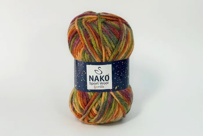Пряжа Sport wool Senlik 100гр/120м NAKO, секційного фарбування, 87732