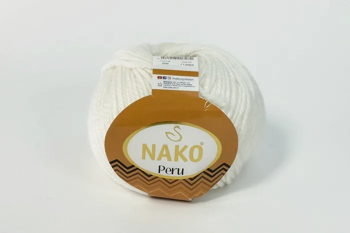 Пряжа Peru 100гр/130м NAKO, білий, 208