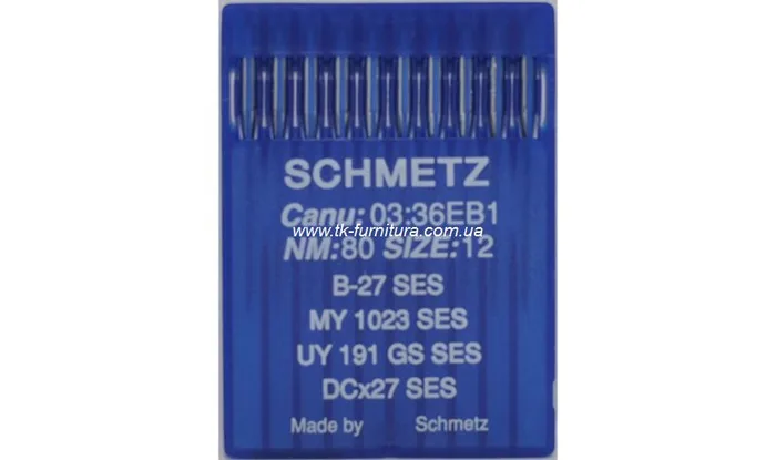 Голки №80 SCHMETZ для оверлока, сферичне тонке вістря, DCx27 SES