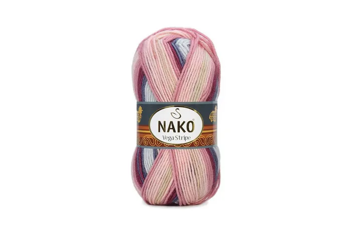Пряжа Vega stripe 100гр/195м NAKO, секційного фарбування, 82415