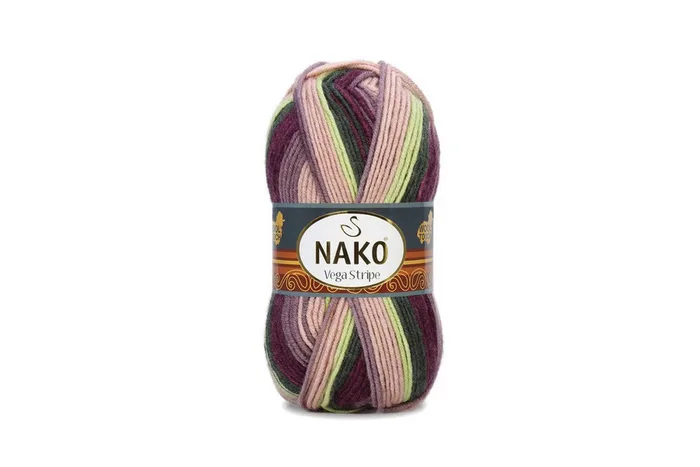 Пряжа Vega stripe 100гр/195м NAKO, секційного фарбування, 82414
