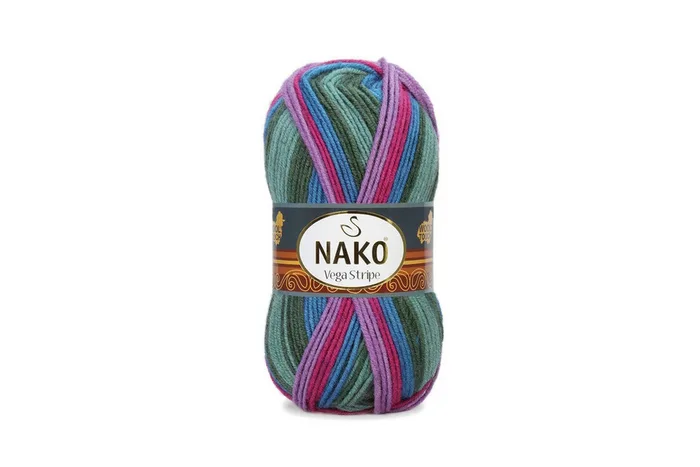 Пряжа Vega stripe 100гр/195м NAKO, секційного фарбування, 82408