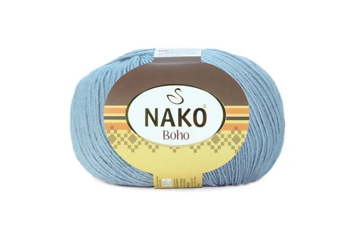 Пряжа Boho 100гр/400м NAKO, блакитний, 12408