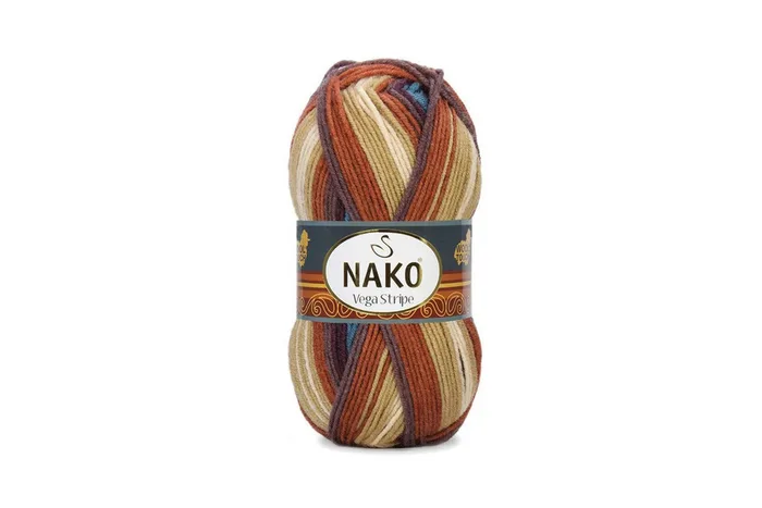 Пряжа Vega stripe 100гр/195м NAKO, секційного фарбування, 82420