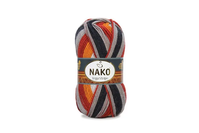 Пряжа Vega stripe 100гр/195м NAKO, секційного фарбування, 82417