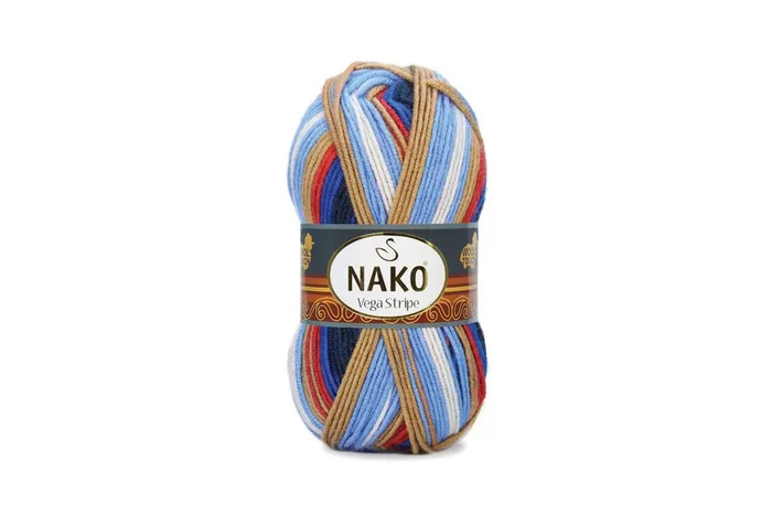 Пряжа Vega stripe 100гр/195м NAKO, секційного фарбування, 82411