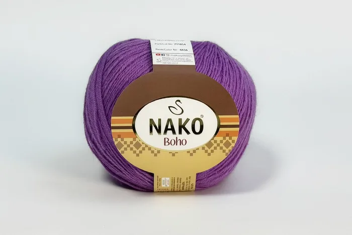 Пряжа Boho 100гр/400м NAKO, бузковий, 6656