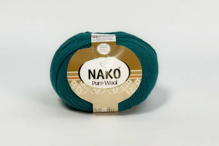 Пряжа 100гр/220м Pure wool, бірюзовий, 10327