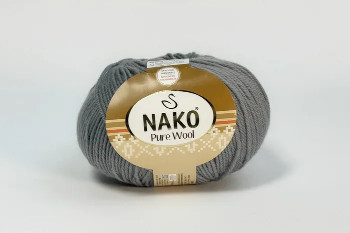 Пряжа 100гр/220м Pure wool, сірий, 3298