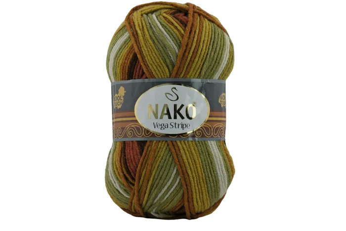 Пряжа Vega stripe 100гр/195м NAKO, секційного фарбування, 82419