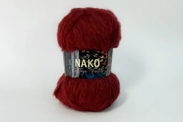 Пряжа KazTuyu Feather 100гр/200м NAKO, червоний, 7