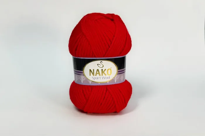 Пряжа Sport wool 100гр/120м NAKO, червоний, 4738