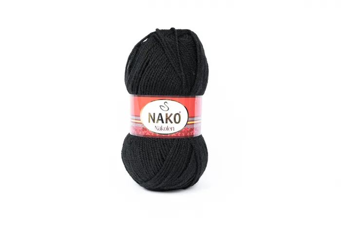Пряжа 100гр/210м Nakolen, чорний, 217