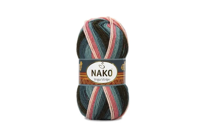 Пряжа Vega stripe 100гр/195м NAKO, секційного фарбування, 82418