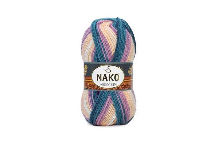 Пряжа Vega stripe 100гр/195м NAKO, секційного фарбування, 82416