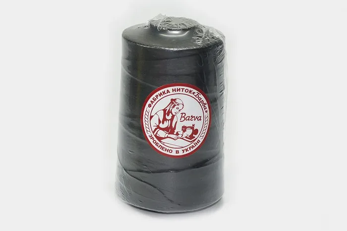 Нитки №28/3 70ЛЛ 2500 м Barva, чорний натуральний, 0000