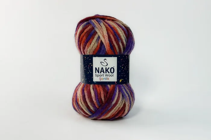 Пряжа Sport wool Senlik 100гр/120м NAKO, секціійного фарбування, 87741