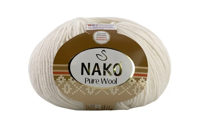 Пряжа 100гр/220м Pure wool, білий, 208