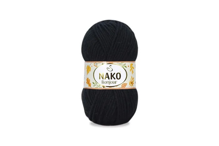 Пряжа Naco bonjour 100гр/110м NAKO, чорний, 217