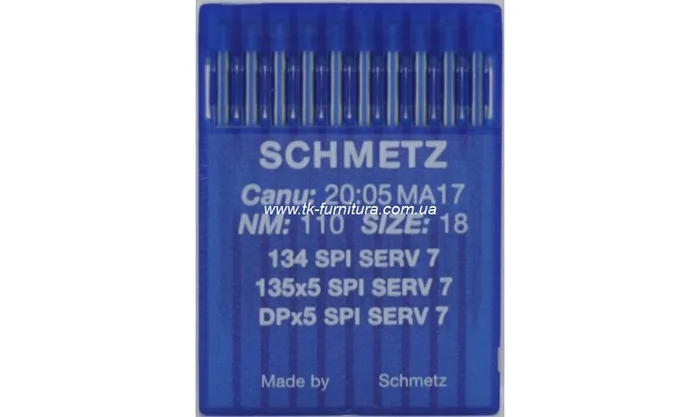 Голки №110 SCHMETZ універсальні, кругле гостре вістря, DPx5 SPI