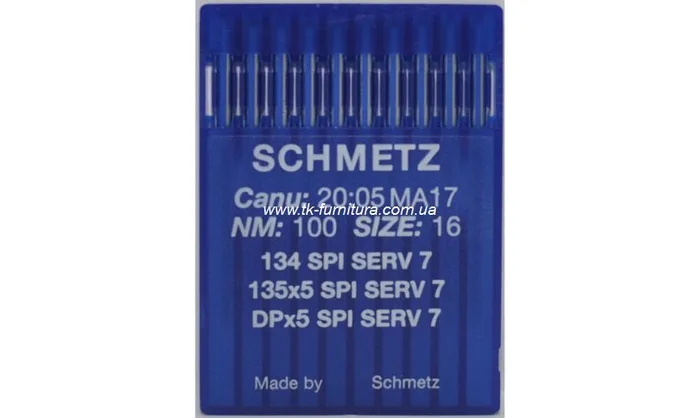 Голки №100 SCHMETZ універсальні, кругле гостре вістря, DPx5 SPI