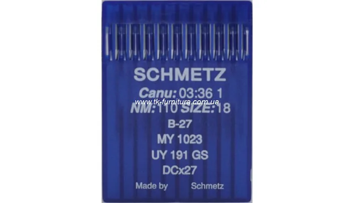 Голки №110 SCHMETZ для оверлока, кругле стандартне вістря, DCx27