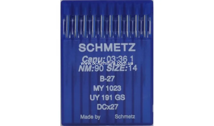 Голки №90 SCHMETZ для оверлока, кругле стандартне вістря, DCx27