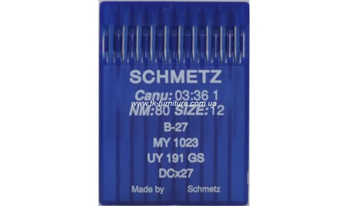 Голки №80 SCHMETZ для оверлока, кругле стандартне вістря, DCx27
