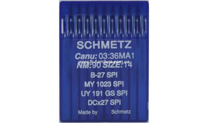 Голки №90 SCHMETZ для оверлока, кругле гостре вістря, DCx27 SPI