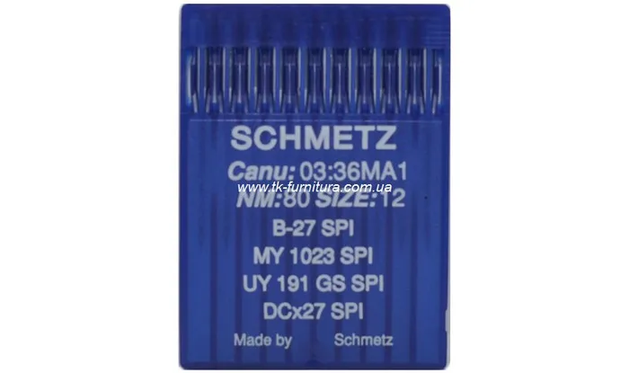 Голки №80 SCHMETZ для оверлока, кругле гостре вістря, DCx27 SPI