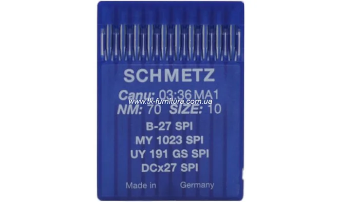 Голки №70 SCHMETZ для оверлока, кругле гостре вістря, DCx27 SPI