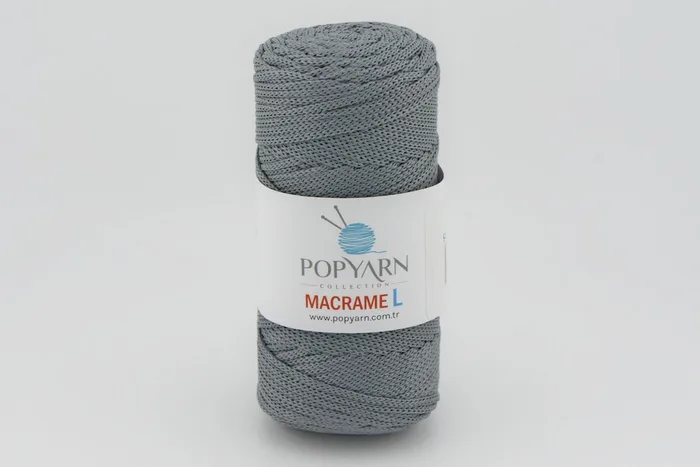 Пряжа Macrame L 100гр/90м POPYARN, сірий, 446