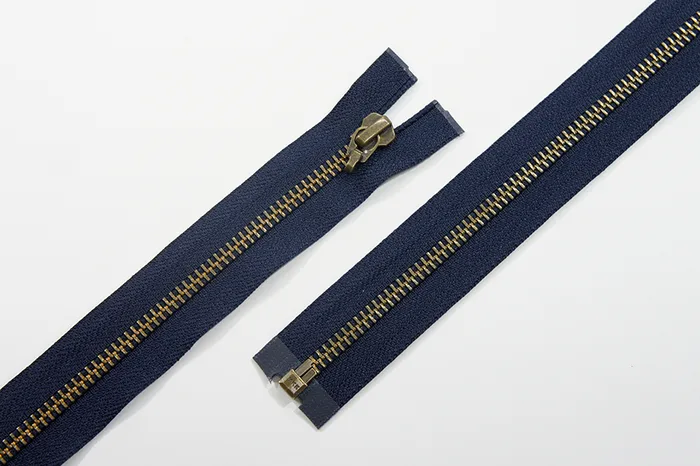 Блискавка YKK, T5, стара латунь, 1 замок, (без пулера) 80 см, синій темний