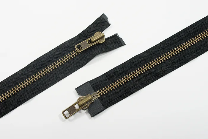 Блискавка YKK, T8, стара латунь, 2 замки, 75 см, чорний
