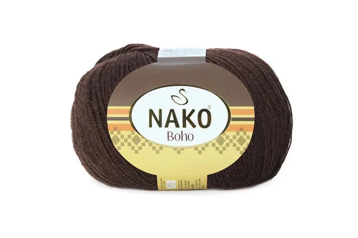 Пряжа Boho 100гр/400м NAKO, шоколадний, 12536