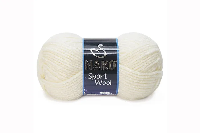 Пряжа Sport wool 100гр/120м NAKO, молочний, 300
