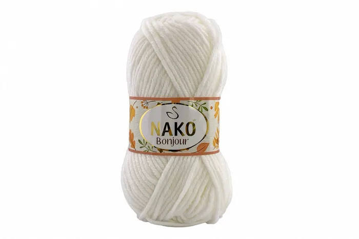 Пряжа Naco bonjour 100гр/110м NAKO, білий, 208