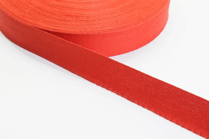 Стрічка кіперна 17 мм, червоний, 100% бавовна