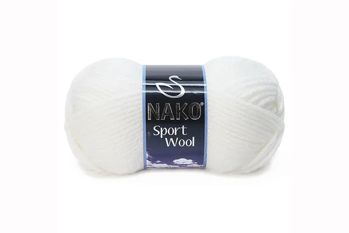 Пряжа Sport wool 100гр/120м NAKO, білий, 208