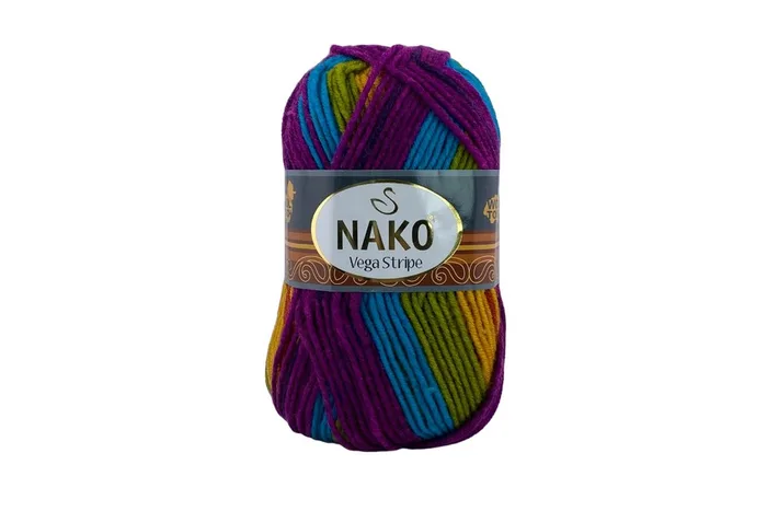 Пряжа Vega stripe 100гр/195м NAKO, секційного фарбування, 82410