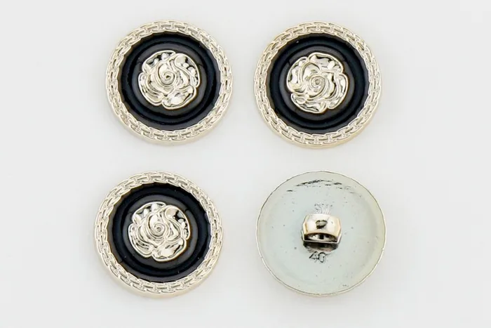 Гудзик 25 мм Mertbutton, чорний, FR-18-01-40-000/gold